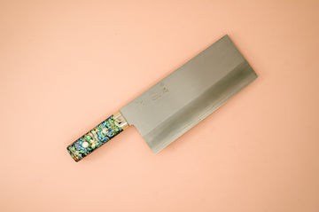 Nakagawa Silver3 Chinese Cleaver Abalone Handle - Cearmausas