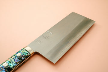 Nakagawa Silver3 Chinese Cleaver Abalone Handle - Cearmausas