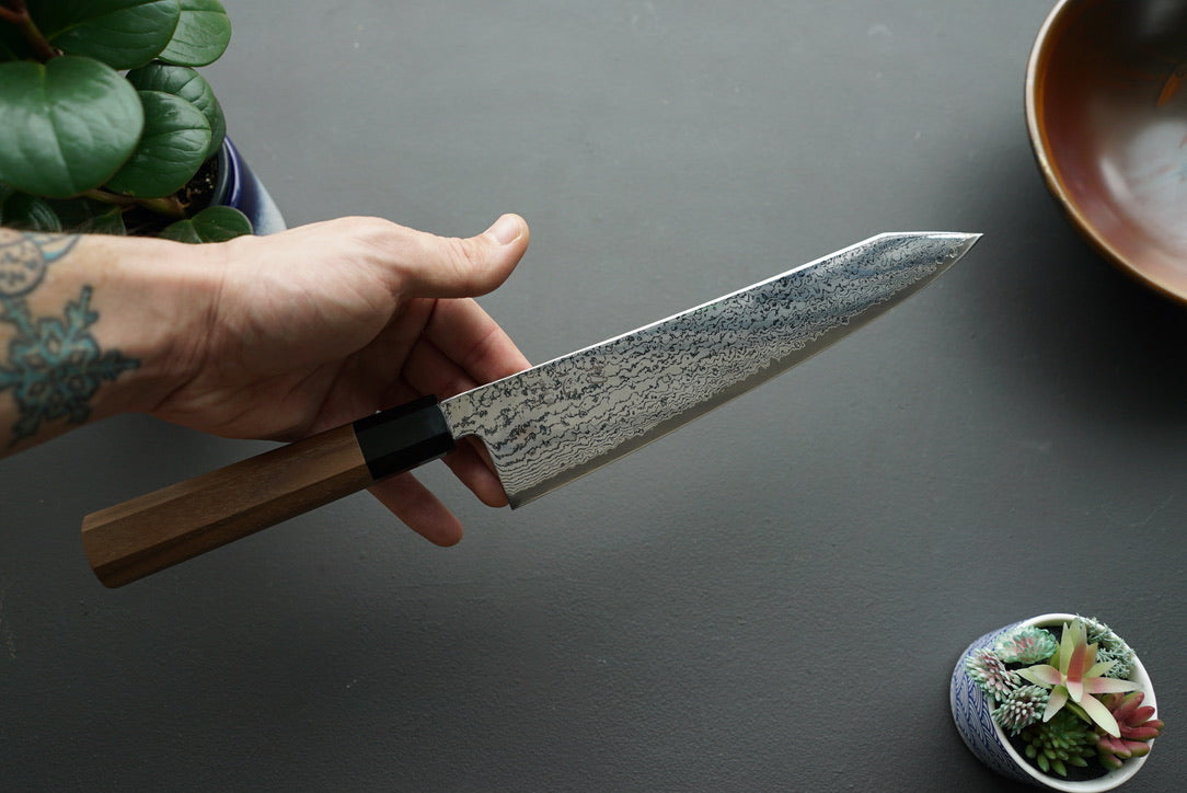 Hatsukokoro Sunaarashi Kurozome Damascus Kiritsuke Gyuto 240mm - Cearmausas