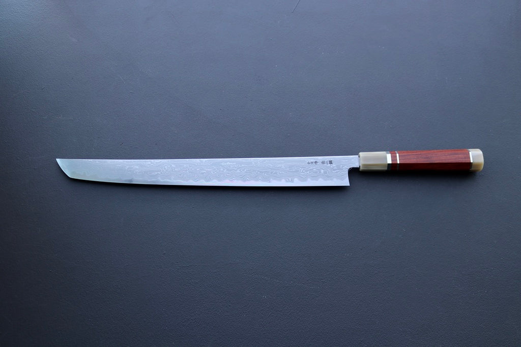 Nakagawa x Myojin Blue1 Damascus Sakimaru Sujihiki 390mm - Cearmausas